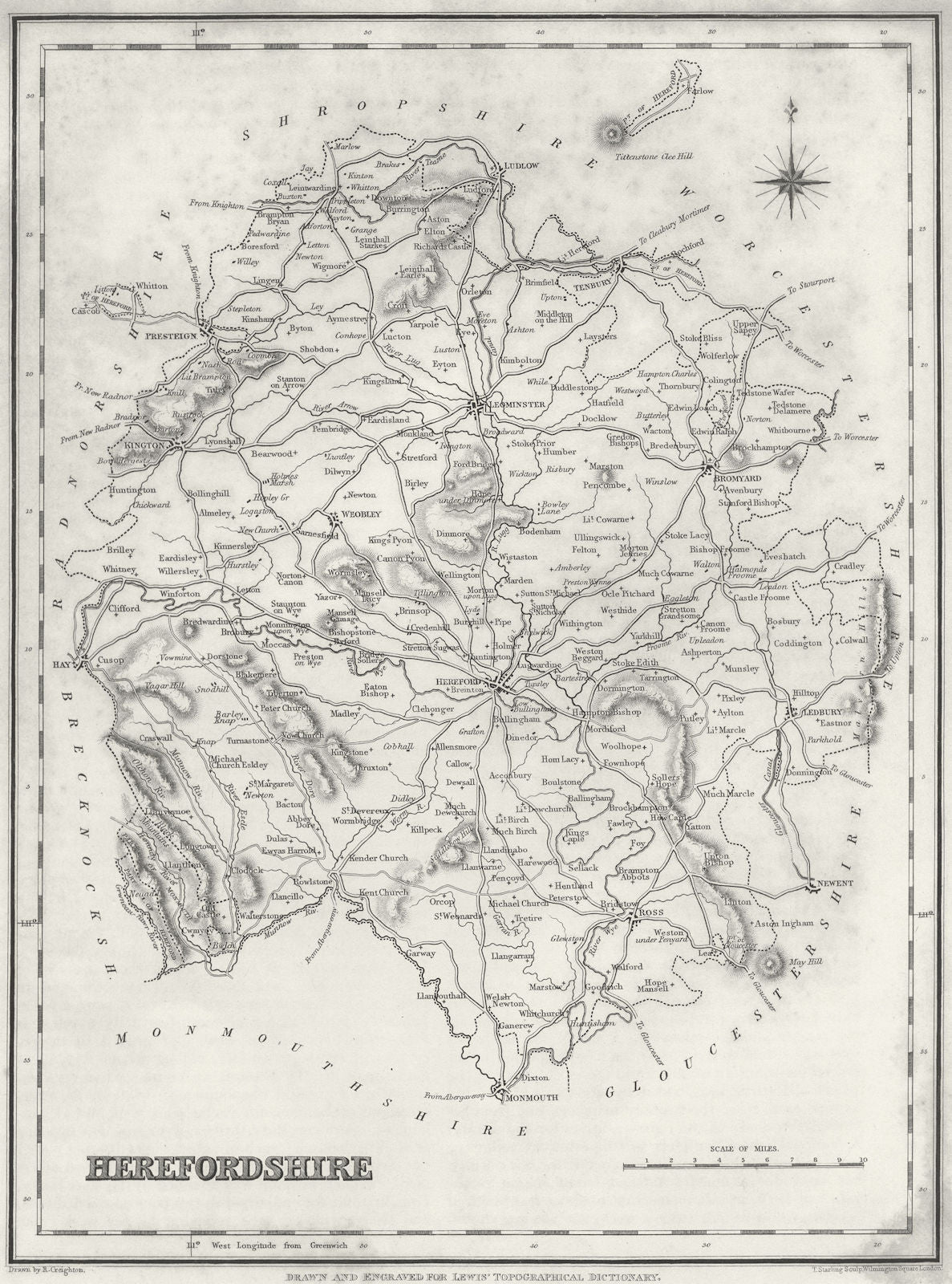 HEREFORD. Herefordshire. Lewis 1831 old antique vintage map plan chart